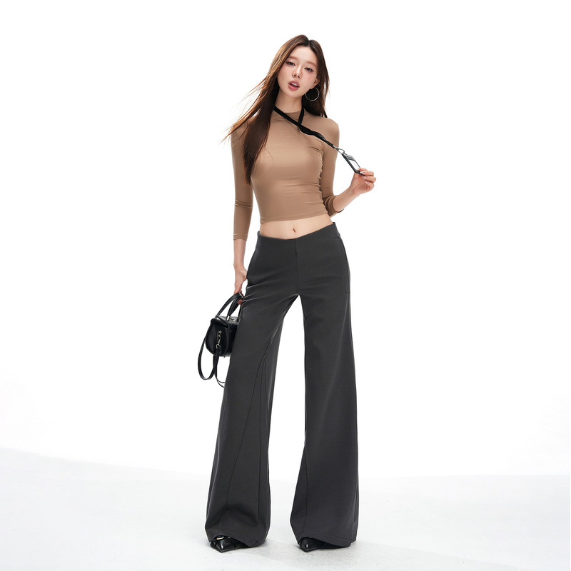 New Winter American-Style Fashion Casual Pants for Women, High-Waisted, Loose, Drapey, Slimming, Comfortable, Versatile, Sporty Wide-Leg Pants