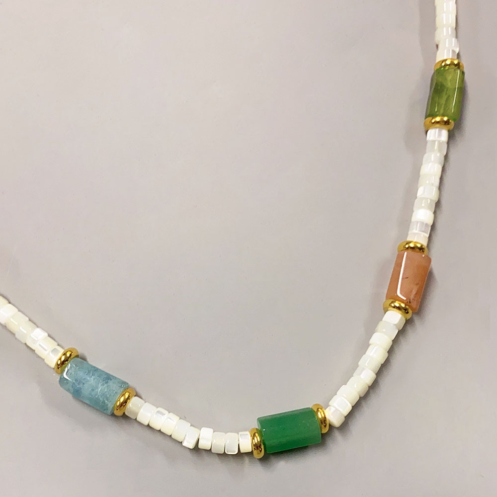 100g Weight Necklace Classification Titanium Steel Chain Material 20 PCS/Package Quantity Holiday, Travel, Daily Occasion Beaded, natural stone, Titanium Steel Material Geometric Pattern Women's Gender Beaded Design Casual, Marine Style Style Casual Marine Style Geometric Beaded Natural Stone Titanium Steel Necklace In Bulk 21