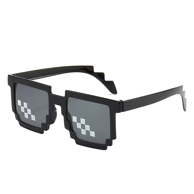 Mosaico gafas gafas de sol bidimensionales chatter personalidad gafas de sol de píxeles de fiesta reticular gafas de viento de píxeles rojos