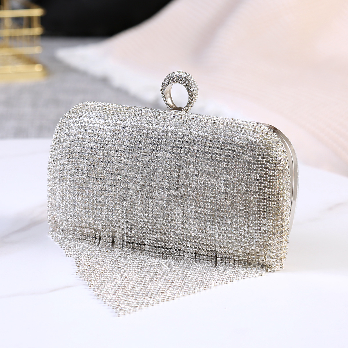 Love Bag Modische, mit Diamanten besetzte Fransen-Abendtasche für Partys, Umhängetasche für Abendkleider_voghion.com