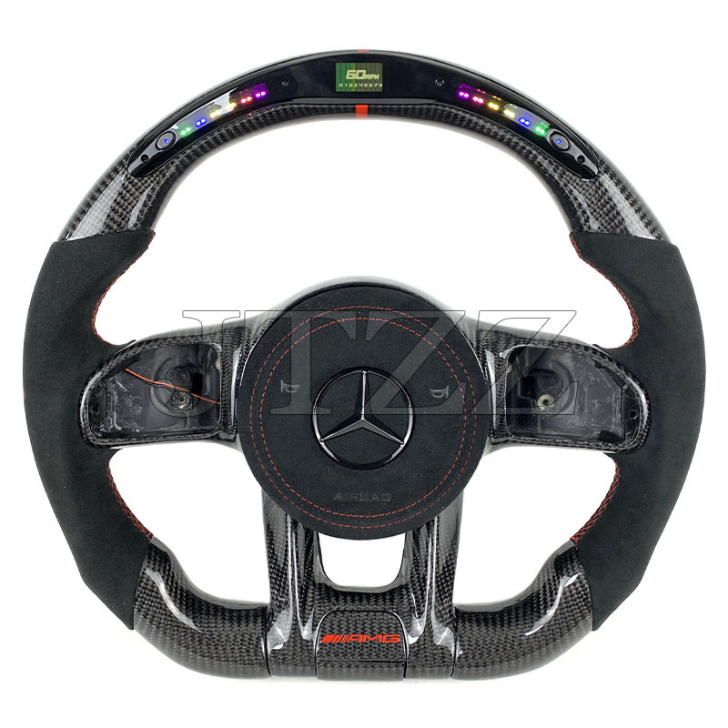 Suitable for Mercedes-Benz AMG W205 W204 old change new LED suede carbon fiber steering wheel