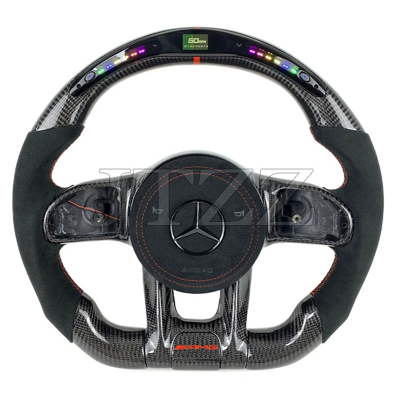 Подходит для Mercedes‑Benz AMG W205 W204, старые и новые, с LED и меховой отделкой, карбоновый руль