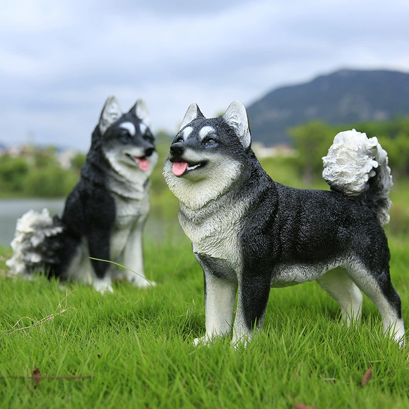 Милые искусственные украшения в виде хаски, креативные декорации для сада, двора и газона, скульптуры щенков из смолы.