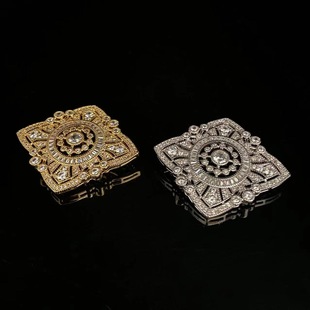 Retro Heavy-work Micro-inlaid Zircon Corsage Women's New Niche Design Fashion High-end Light Luxury Square Brooch