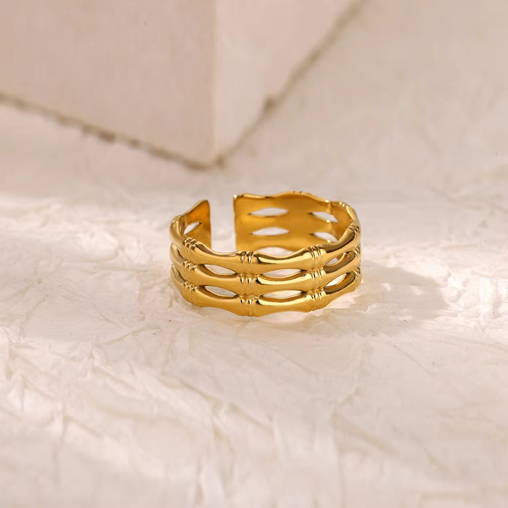 8g Weight 0.03µm-0.05µm Gold Plating Thickness PVD Coated Gold Plating Process Real Gold Plated Plating Material Stone-Free Inlay Material Open Rings Classification 1 Piece Quantity Casual, Daily Occasion 304 Stainless Steel Material Solid Color, Lines Pattern All Seasons Season Unisex Gender Simple Style, IG Style Style Waterproof Non Tarnish, Plating Craft Gold, Silver Color PVD Coated Real Gold Plated 18K Gold Solid Color Lines Titanium Steel Simple Style IG Style Waterproof Non Tarnish Open Rings 3