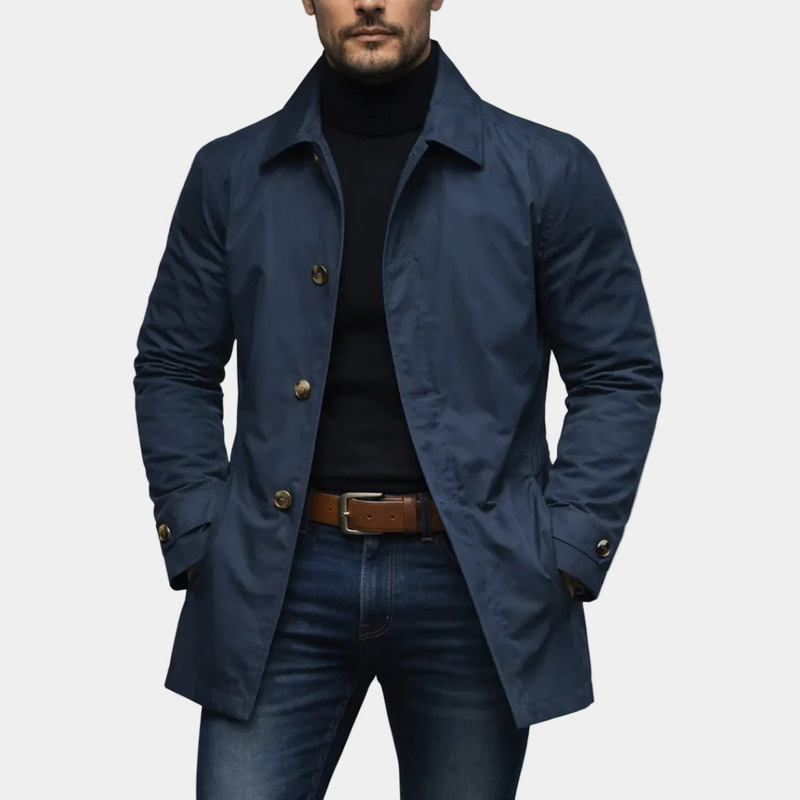 European and American men's high-end casual jacket, vintage waterproof long-sleeve cardigan trench coat, foreign trade cross-border men's clothing European and American men's high-end casual jacket, vintage waterproof long-sleeve cardigan trench coat, foreign trade cross-border men's clothing