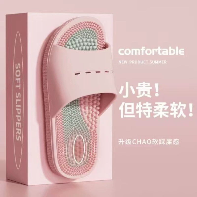 Мужские массажные тапочки на толстой подошве, уличная одежда, домашние нескользящие сандалии для массажа ног на мягкой подошве для мужчин