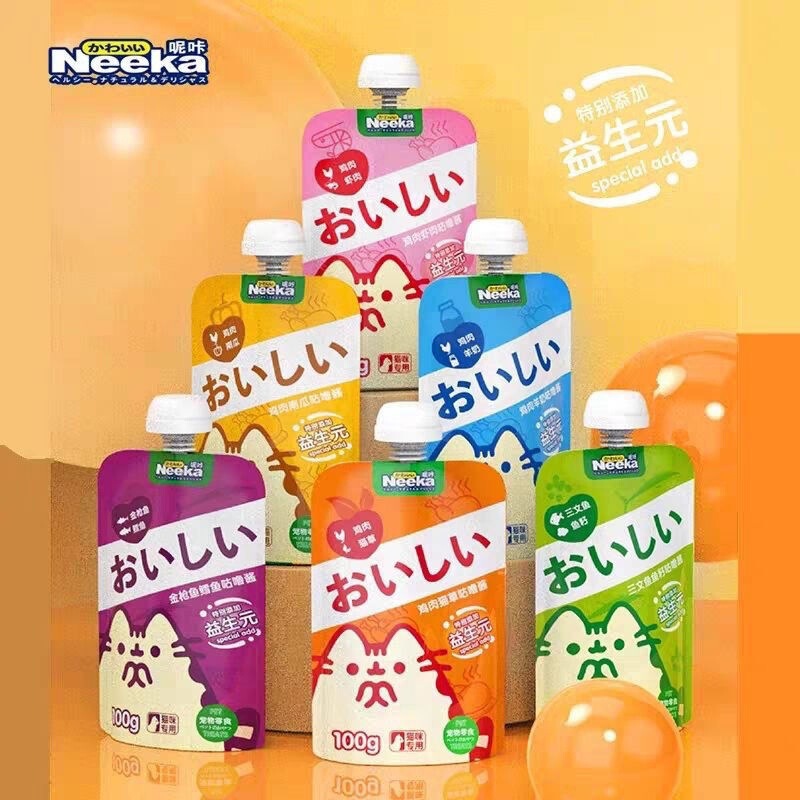 Nika Pet Dog and Cat Snacks for Kittens, Nutritional Fattening, Cheek-Enhancing Cat Canned Meat Paste