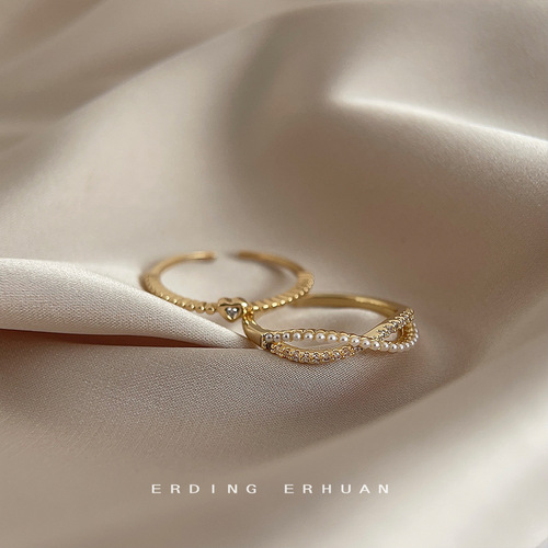 Fashionable and high-end micro-paved zircon open adjustable ring electroplated 14K real gold ring new hand jewelry factory