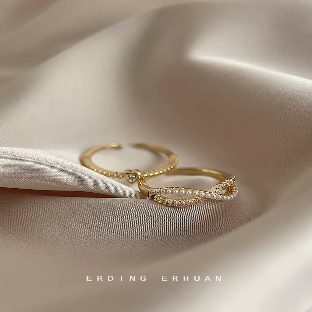 时尚高级感微镶锆石开口可调节指环电镀14K真金戒指新款手饰工厂