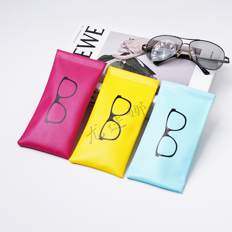 Wholesale Leather Portable Sunglasses Pouch with Automatic Closure, Eyeglasses Storage Bag, Custom Logo Printing