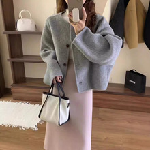 年新款双面羊绒大衣女短款小香风韩版宽松小个子羊毛呢子外套