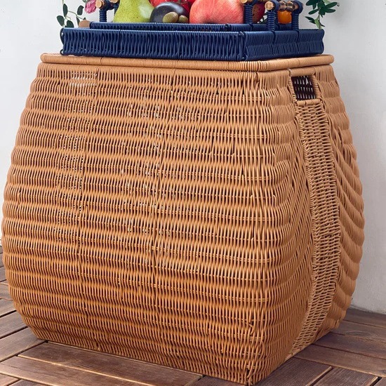 Cesta de almacenamiento de ratán PE cesta de organización de escritorio mesa de café ropa de juguete merienda pastoral cesta de almacenamiento caja de almacenamiento