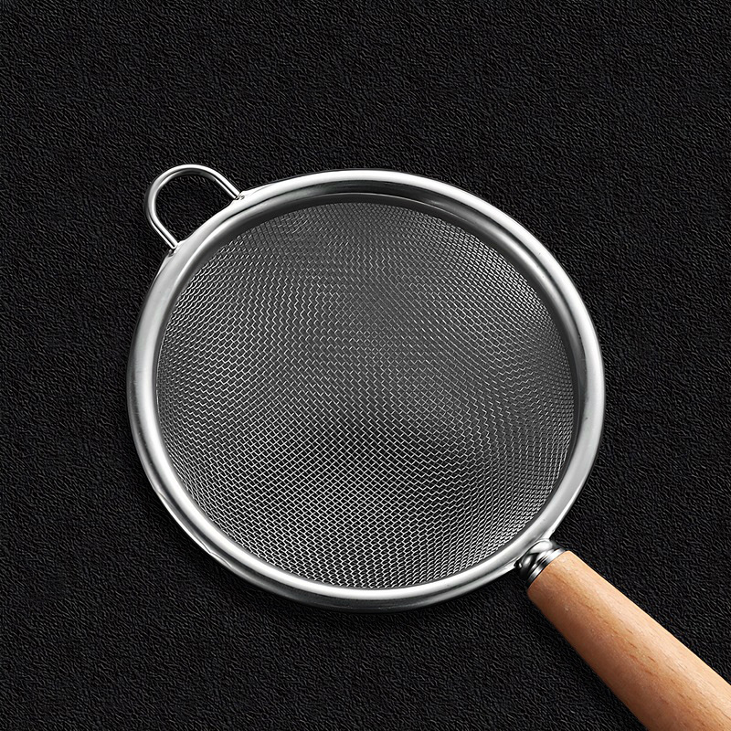 304 acero inoxidable cucharas de madera domésticas cocina de cocina de cocción de harina de harina de leche de soja jugo de tamiz de filtro