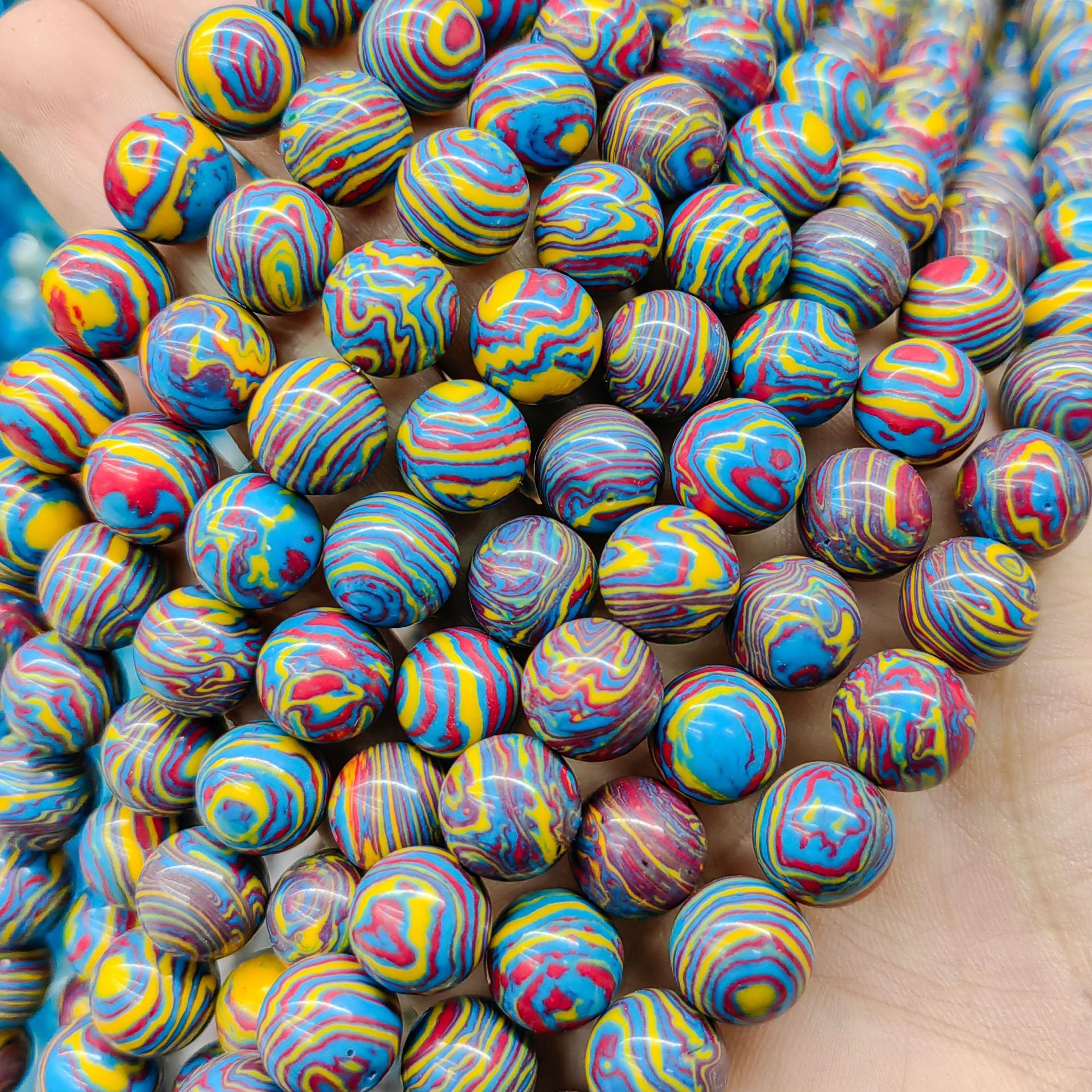 Hilo negro sintético hilo turquesa multicolor colorido cuentas redondas cuentas sueltas semiacabados accesorios de cuentas de joyería DIY image 4