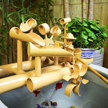 永动流水摆件养鱼缸水循环水车竹子风水轮水池造景小人推拉流水器