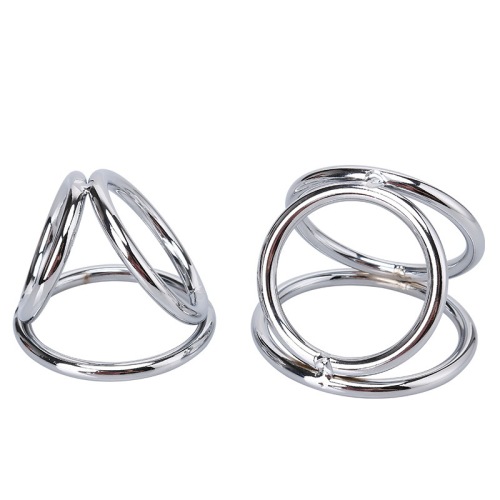 Metal lock sperm ring for men adult sex toy cock three-ring manufacturer direct supply manganese steel penis ring restraint toys