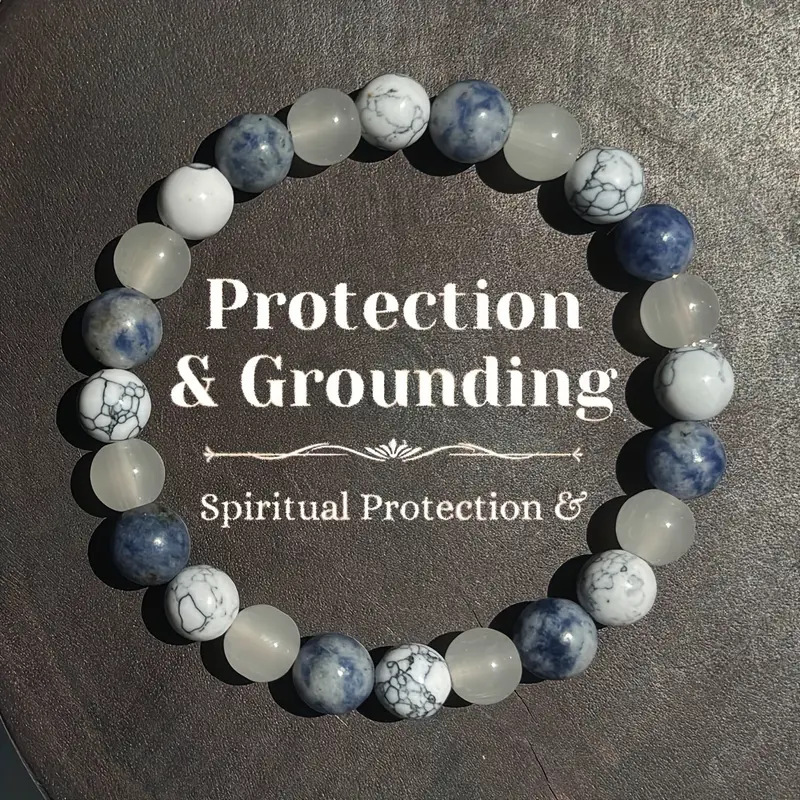 TK cross-border beaded bracelet blue dot moonstone white turquoise bracelet anxiety decompression bracelet