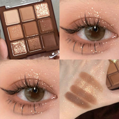 Chocolate Jiugongge Eyeshadow Palette Glitter Pearlescent Matte Earth Color Pure Desire Nude Makeup Affordable Nine Color Eyeshadow for Students