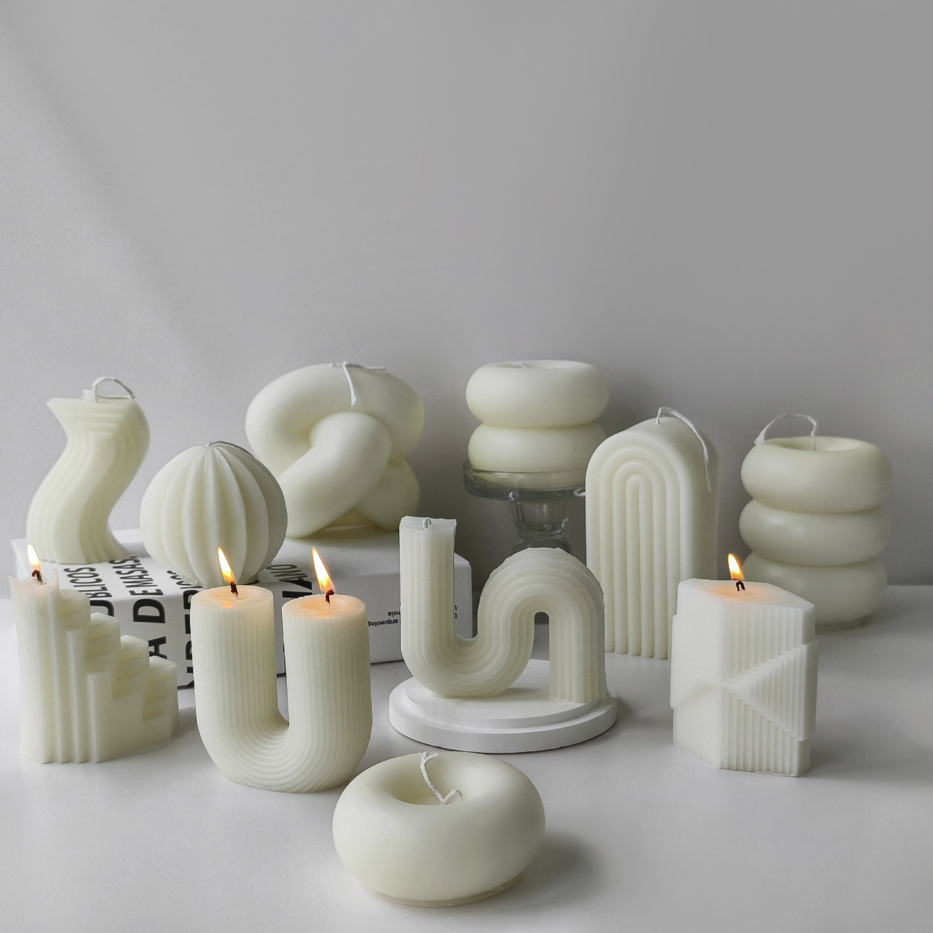 Jiahuimei DIY geométrica silicona vela molde cilíndrico jabón hecho a mano fragante piedra yeso decoración abrasivo herramienta