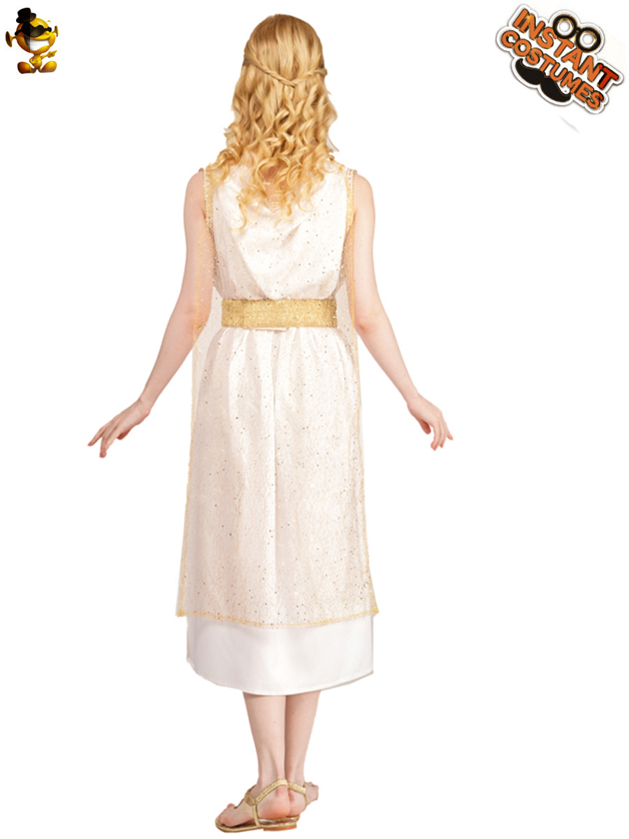 Halloween adulto femenino juego de rol diosa romana baile de máscaras gran dama blanca diosa griega vestido