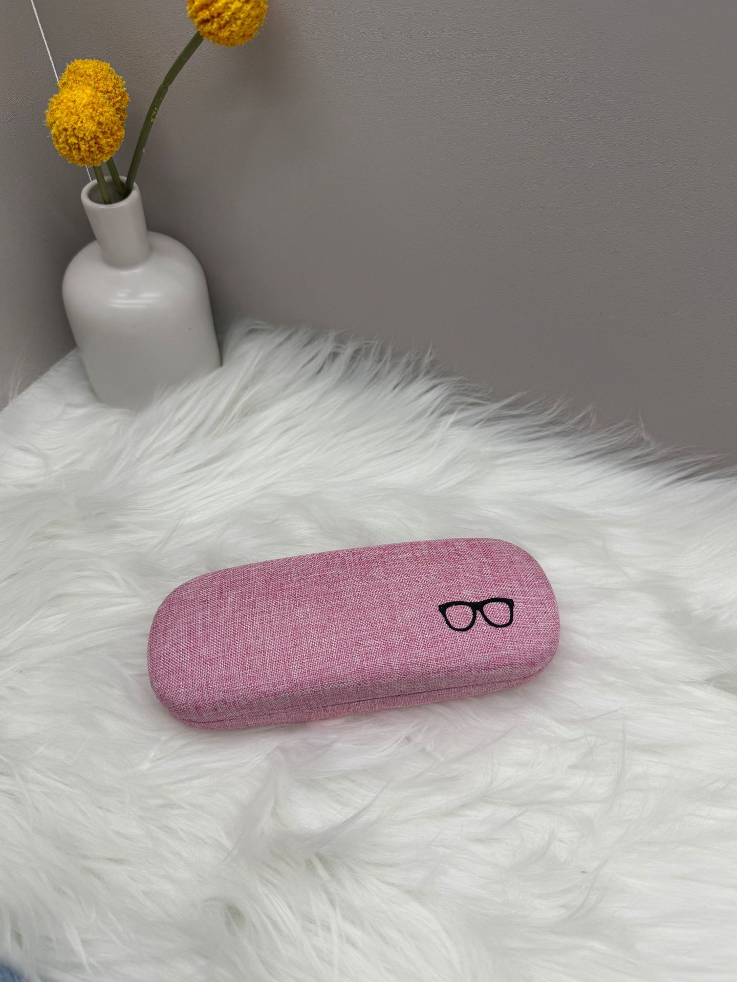 Caja de gafas de lino grande al por mayor en stock nuevo miopía puede imprimir una pequeña caja de almacenamiento de gafas rectangulares frescas
