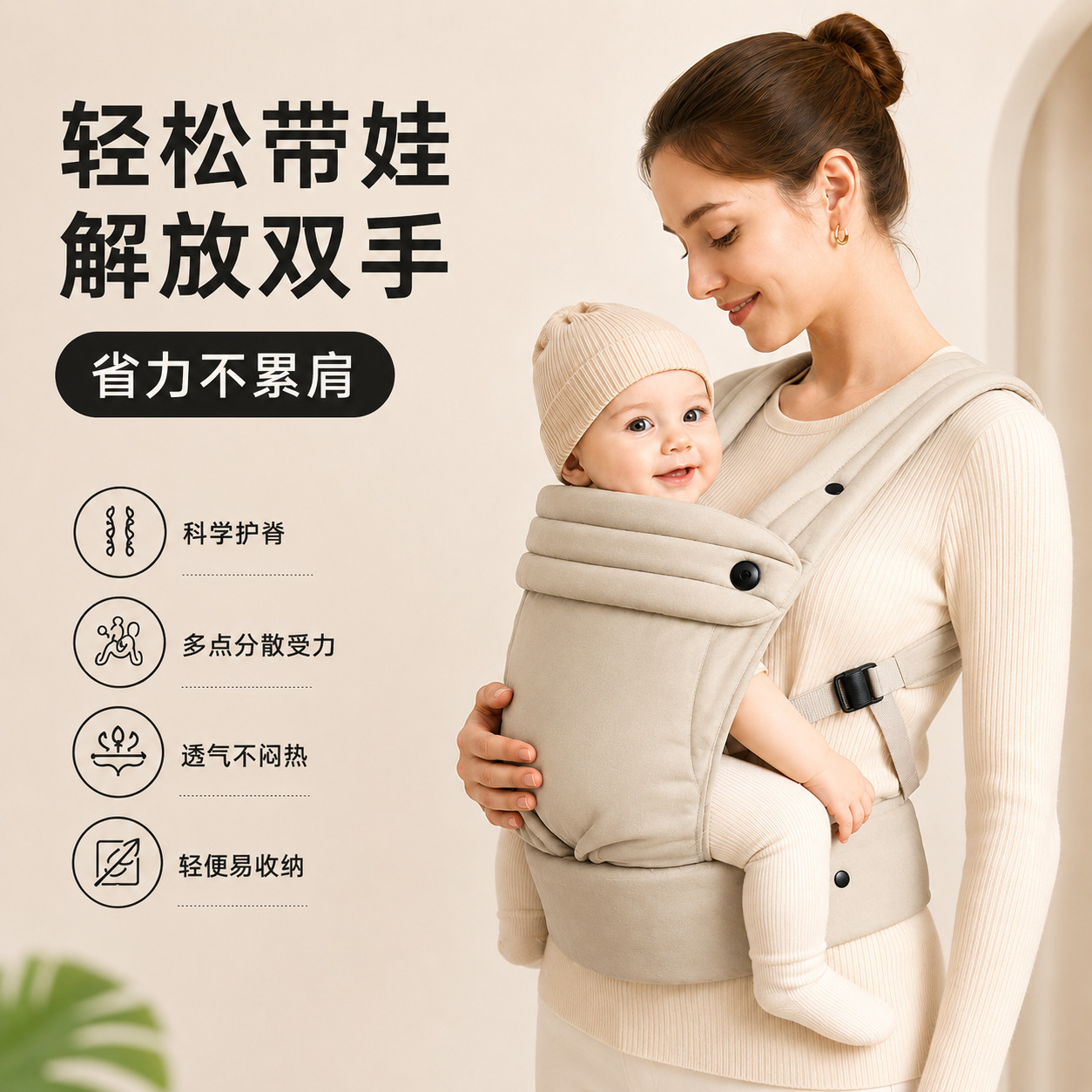 Transfronterizo cuatro estaciones de doble hombro cinturón para bebés, banco de cintura para niños, mochila para bebés, artefacto para bebés, toalla de espalda ligera
