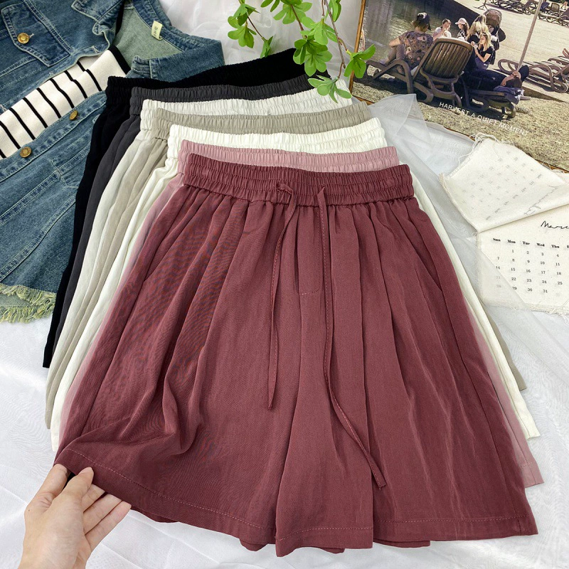 Простые плиссированные широкие шорты в японском и корейском стиле в стиле ретро, женские летние свободные повседневные универсальные спортивные шорты для похудения