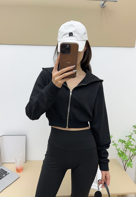 拉链简约修身外套女alo2025春秋新款连帽正肩卫衣收腰拉链外套女|undefined