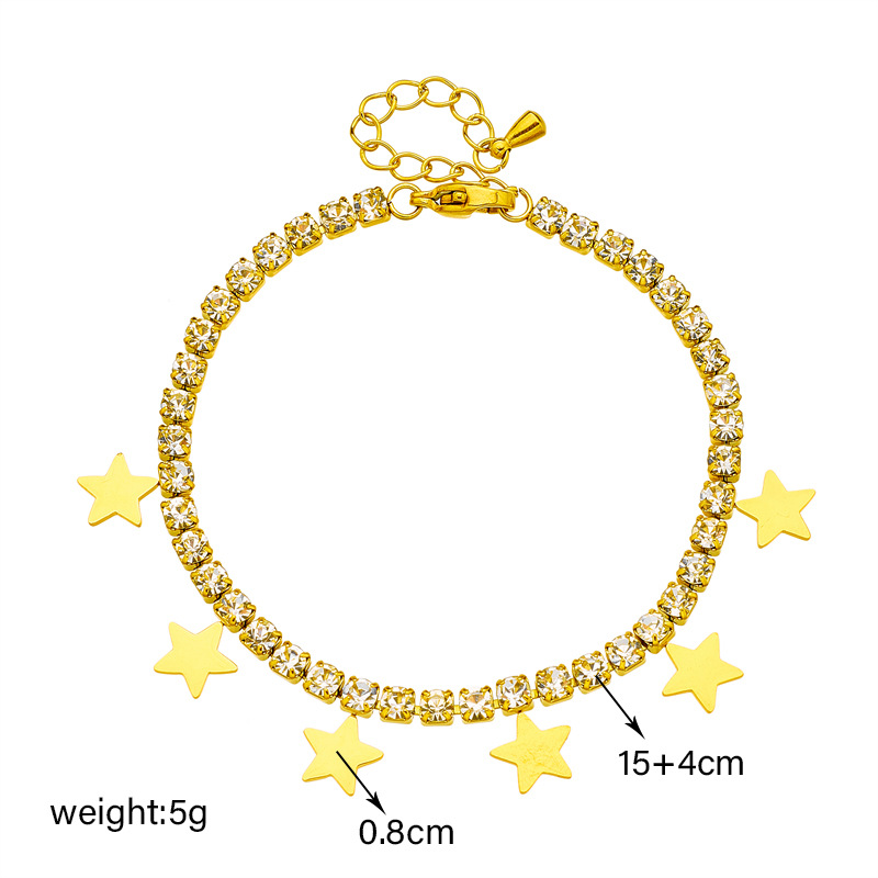 Elegant Lady Star Titanium Steel Inlay Rhinestones Bracelets Necklace display picture 6