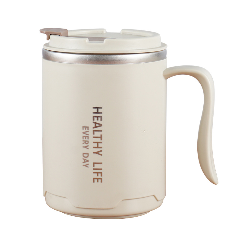 304 taza de acero inoxidable taza de agua de doble capa con tapa Oficina taza de té portátil taza de café de regalo con mango