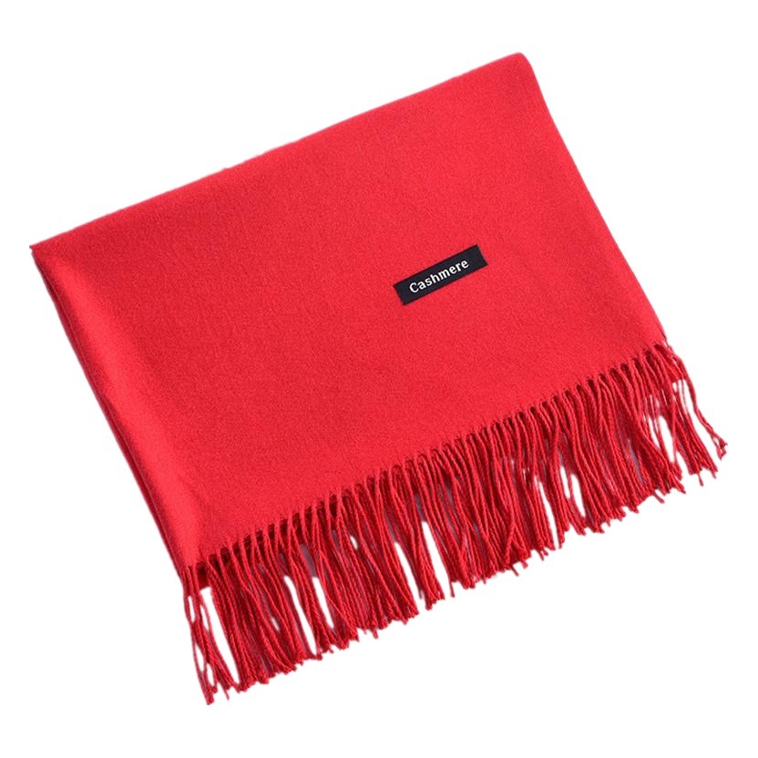 Autumn and winter Macaron solid color cashmere scarf classic annual red scarf LOGO thick shawl wholesale