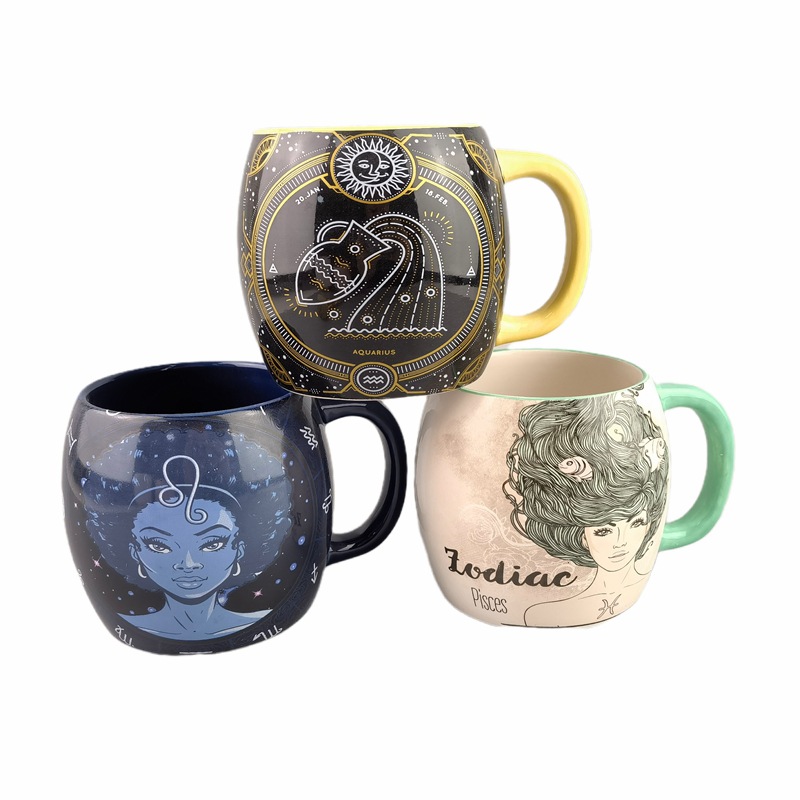 Taza de cerámica del vientre grande doce constelación de los niños taza de moda Taza hombres y mujeres pareja taza de café