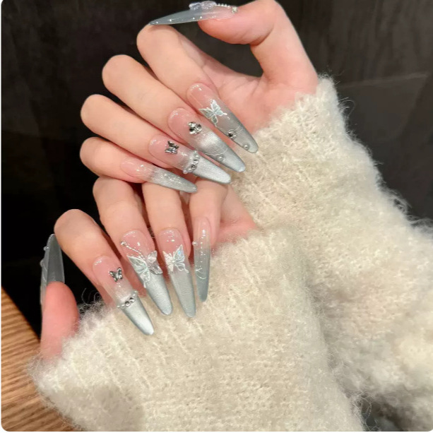 1 Mint Mambo Handmade Wearable Nails, Light Luxury Long Style 4.0, Slim Long Pointed Wearable Manicure Cat Eye Nail Tips 1 Mint Mambo Handmade Wearable Nails, Light Luxury Long Style 4.0, Slim Long Pointed Wearable Manicure Cat Eye Nail Tips