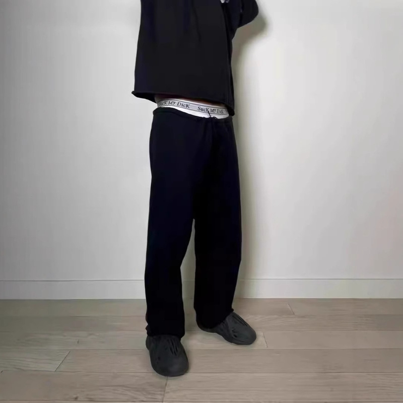 Yeezy Kanye YZYVultures Velvet Pants American High Street Loose Straight Casual Sports Pants for Men and Women