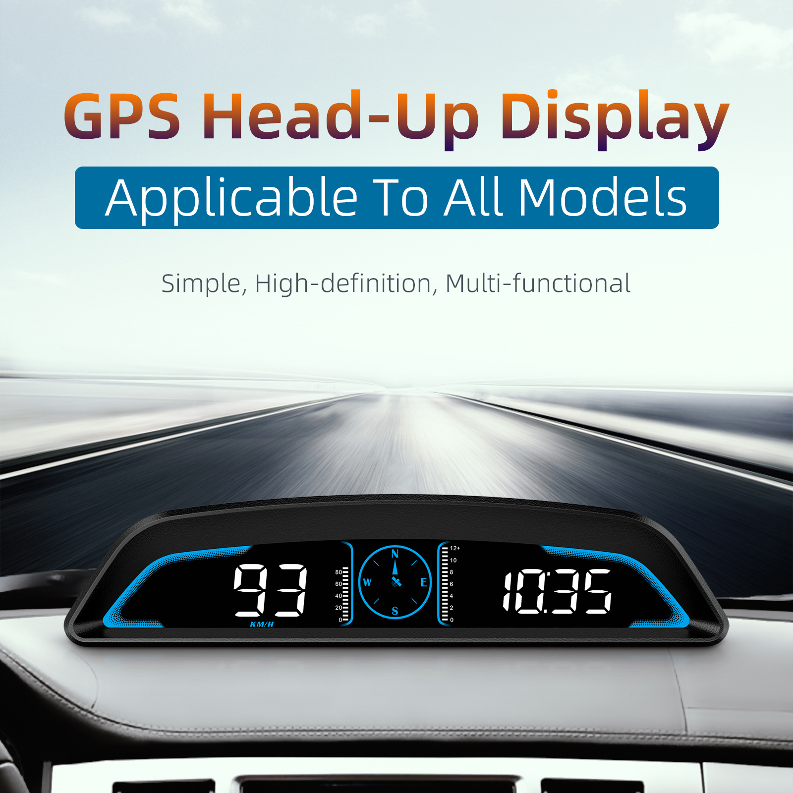 Hud Head-Up Display Gps Universal Head-Up Display High-Definition Hud Speedometer Warning Device Exclusively for Cross-Border Sales