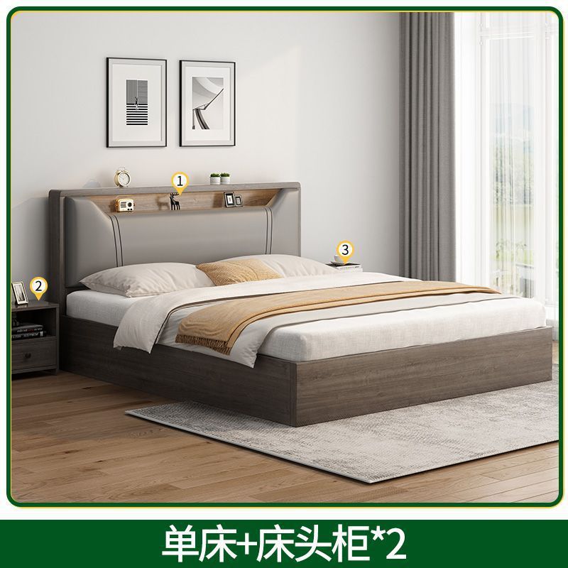 实木床双人1.8x2米主卧现代简约家用1.5米小户型出租房1.2m单人床|undefined