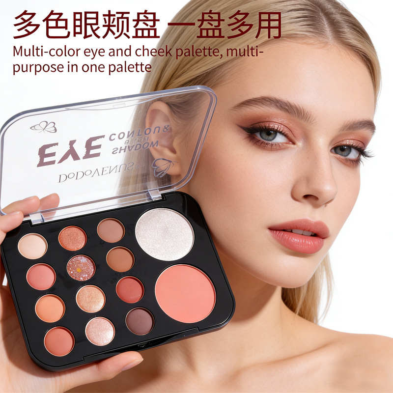 Cross-border DoDoVENUS Eye Shadow Color Earth 14 Color Eye Shadow Highlight Repair Panel Sequin Matte Pearl