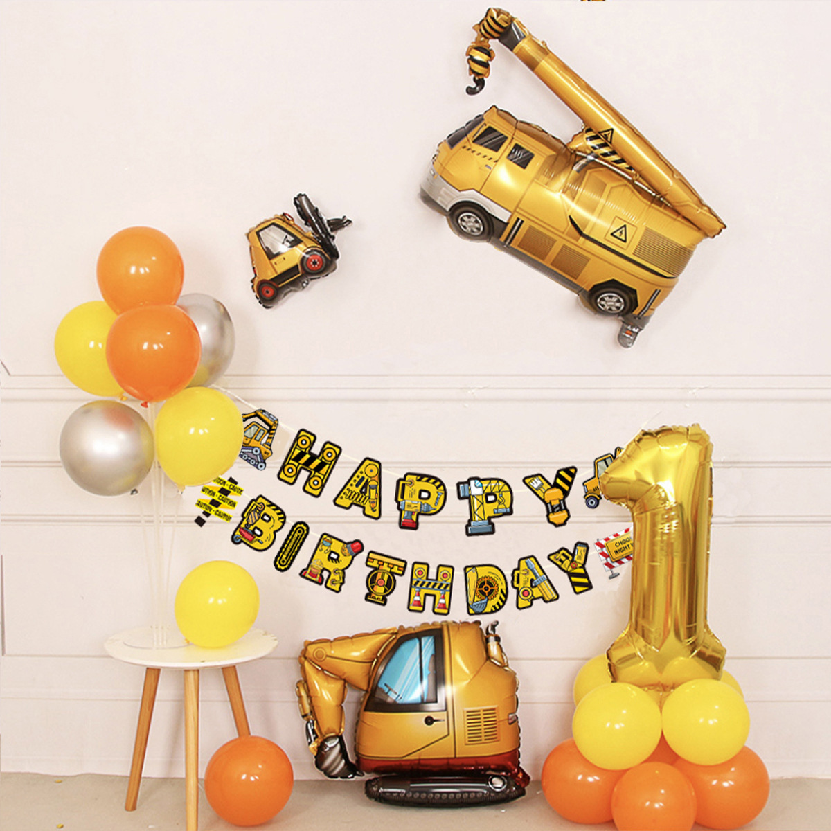 Ingeniería vehículo fiesta decoración cumpleaños tema globo traje bebé años de edad fiesta decoración suministros paquete