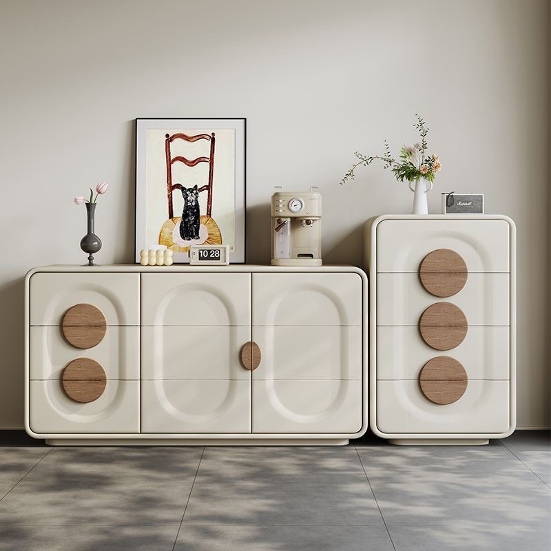 Solid Wood Storage Cabinet, Antique Cream Dining Room Sideboard, Living Room Home Cupboard, Cabinet Next to Sofa, Bedroom Storage Cabinet