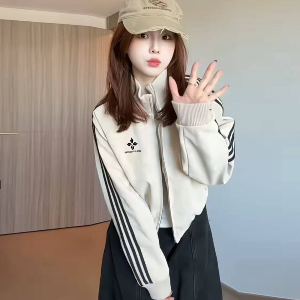 Áo khoác jacket nữ dáng rộng cổ đứng tay dài kiểu bóng chày — Màu be, Màu cà phê, Màu nâu, màu đen chi tiết 10