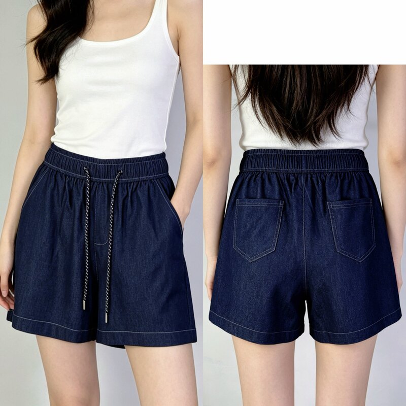Tencel Denim Shorts for Women, Soft, Breathable, Stretchy, High-Waisted, Slimming A-Line Wide-Leg Shorts, Casual Versatile Five-Point Pants Tencel Denim Shorts for Women, Soft, Breathable, Stretchy, High-Waisted, Slimming A-Line Wide-Leg Shorts, Casual Versatile Five-Point Pants