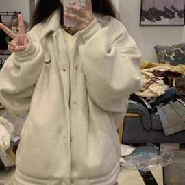 美式复古棒球服外套女2023新款爆款秋冬宽松休闲夹克卫衣开衫上衣