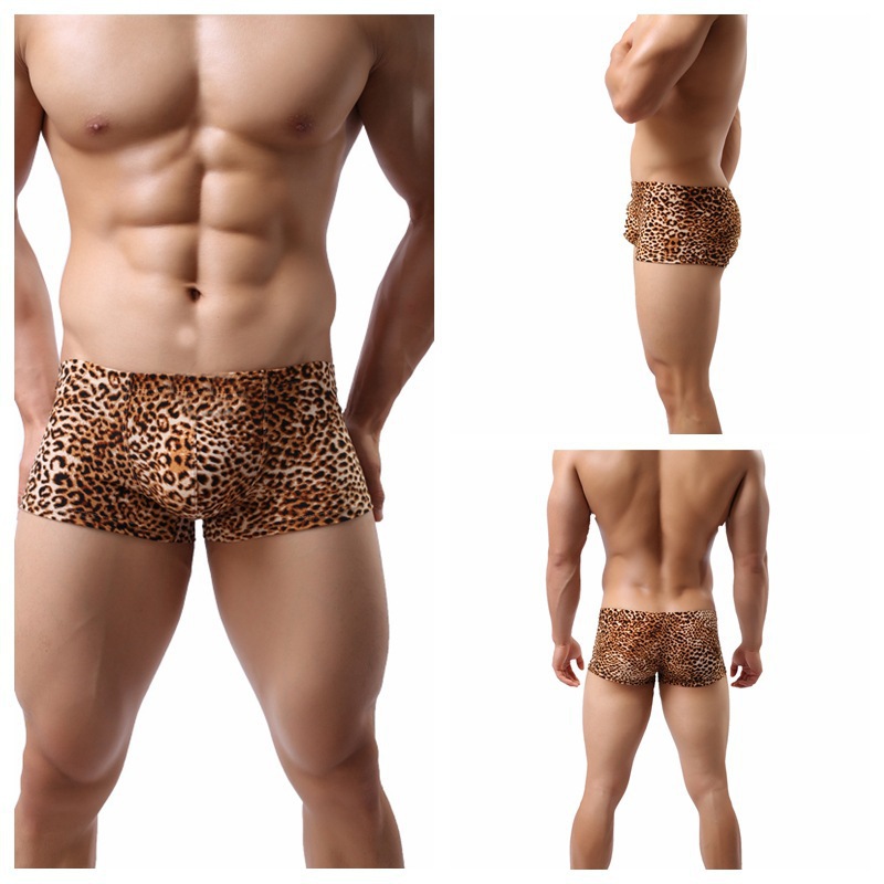 Men's Underwear Fashionable Leopard Print Boxer Briefs Breathable Convex Sexy Men's Boxer Briefs B201