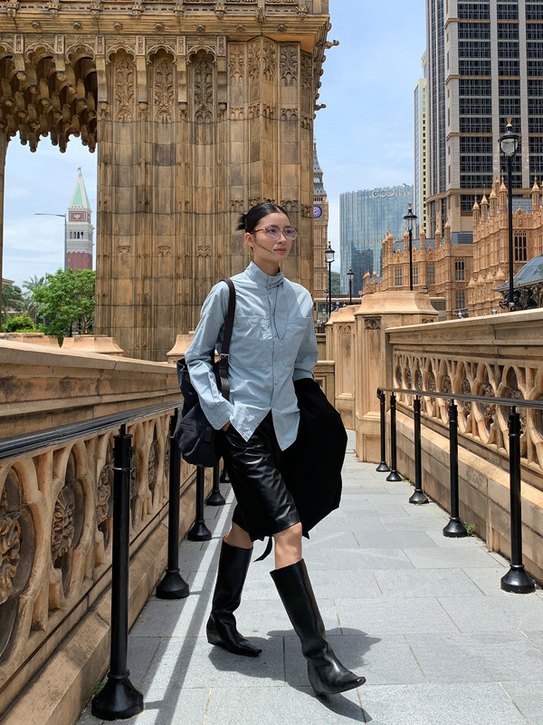 【COMOS CMS】2025年辑明线可拆卸领带女式衬衫女秋季衬衣255022|undefined