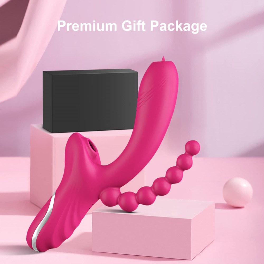 Rosen-vibrator Für Damen Doppelseitiger Saug- Und Perlenvibrator_voghion.com