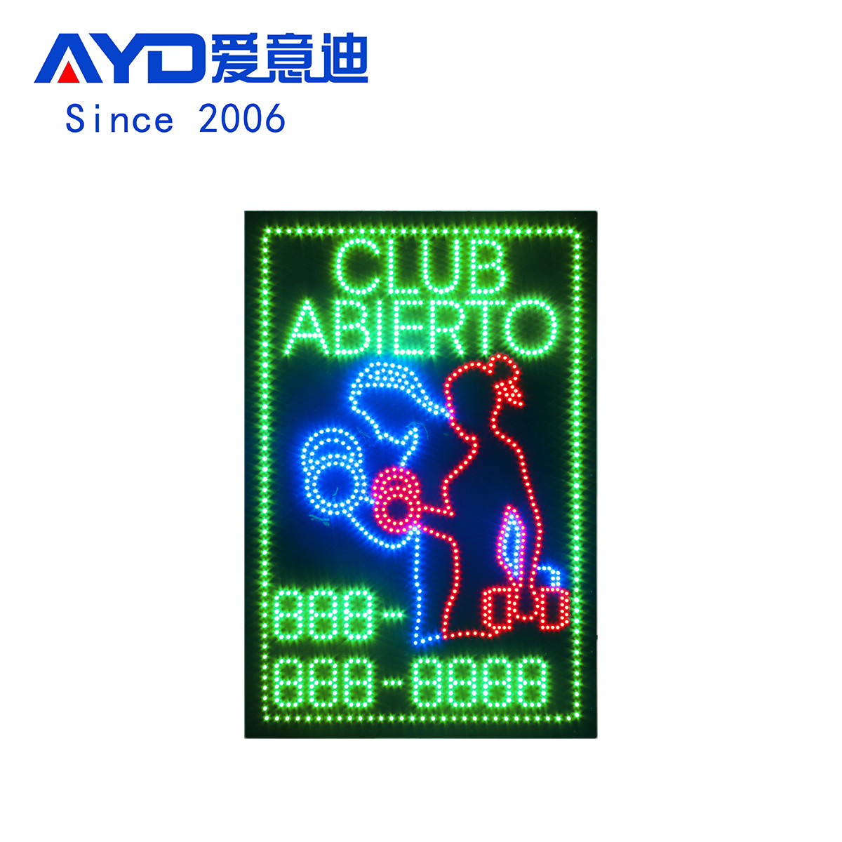 跨境直销LED CLUB ABIERTO SIGN运动俱乐部发光字 电话号码可修改