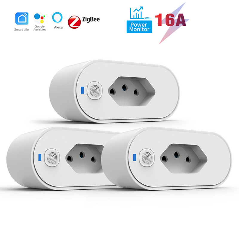 16A巴西规插头智能家居zigbee3.0智能插座带计电量手机遥控语音