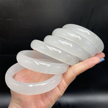 冰种水墨玉白月光玉手镯 冰料丹青玉镯灰白冰翠手镯批发水墨丹青