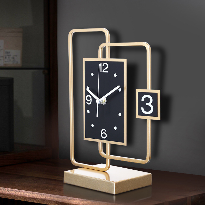 座钟客厅家用时尚酒柜现代简约坐钟时钟摆件个性创意大气台式钟表